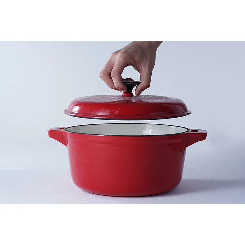 Wholesale good quality household hotel restaurant universal red round cast iron enamel soup pots for cooking