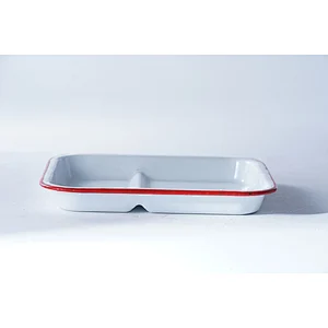 Household restaurant hotel school multifunction carbon steel enamel square kids divided dinner dishes plate white
