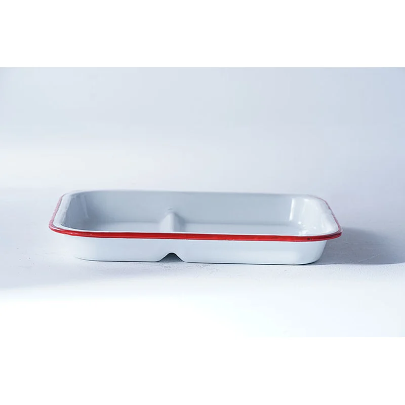 Household restaurant hotel school multifunction carbon steel enamel square kids divided dinner dishes plate white