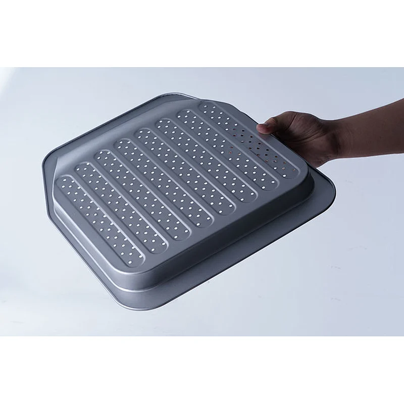 Good quality professional silver irregular shape carbon steel non stick coating bakeware oven baking tray wholesale