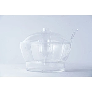 Multifunction transparent ice tray bottom dip cup center divided fruit salad ice cooler mixer bowl set with fork and spoon