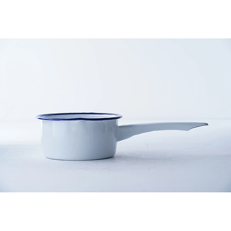 Accept custom brands multiple colors round classic household carbon steel enamel ladle water scoop with long handle