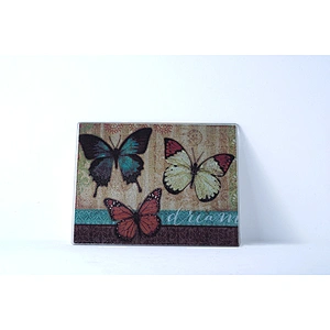 Professional kitchen tools supplier square fruit printed household tempered glass cutting board kitchen chopping board