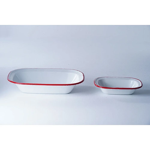 Wholesale OEM accept customized sizes kitchen classic cookware white flat-bottomed carbon steel enamel plates dishes set