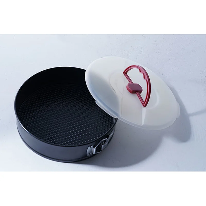Custom portable design durable high temperature resistance carbon steel non stick coating cake mold tools round mould with lid