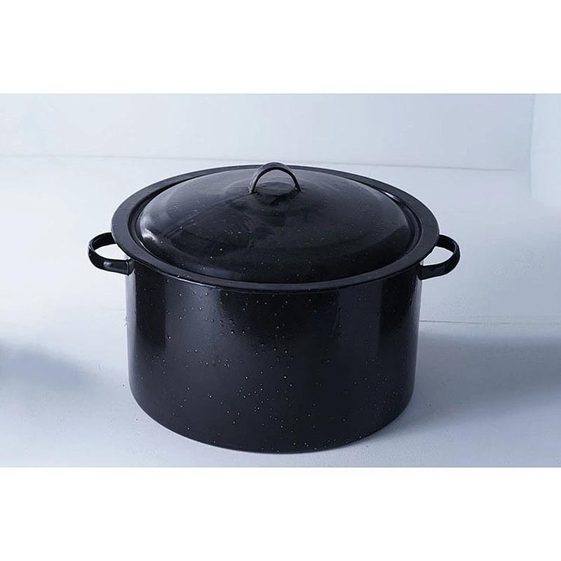 Wholesale amazon hot sale classic big capacity black round carbon steel enamel cookware cooking pot for restaurant