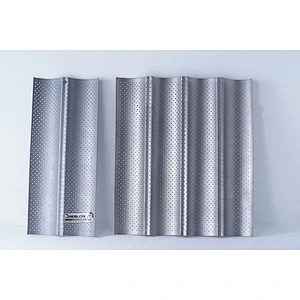 Hot sale two three four slots wave pattern perforated carbon steel non stick coating French baguette bread oven baking tray