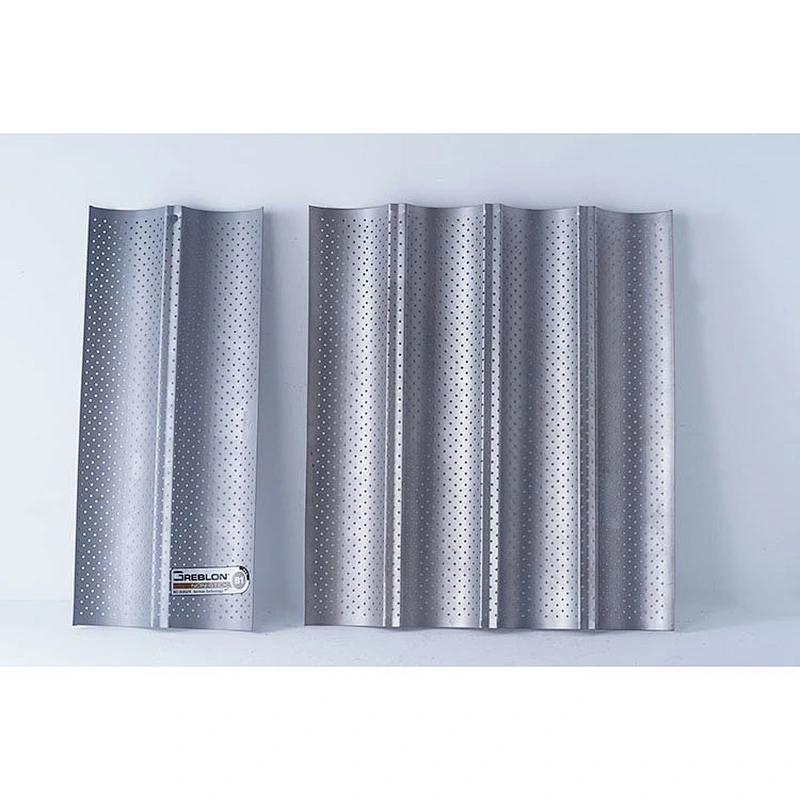 Hot sale two three four slots wave pattern perforated carbon steel non stick coating French baguette bread oven baking tray