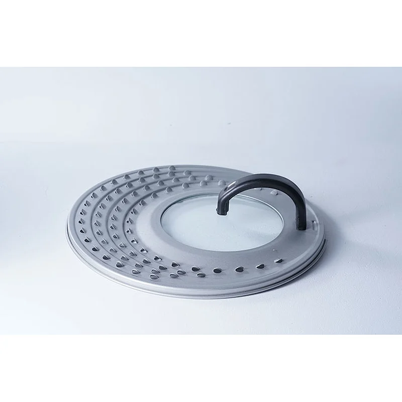 Wholesale accept custom logo professional universal cookware black grey single glass aluminium pot lid for cooking