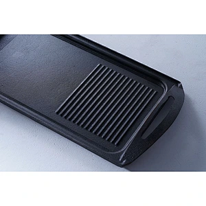 Wholesale rectangular black big capacity kitchen rectangular preseasond cast iron frying pan cookware with two side handle