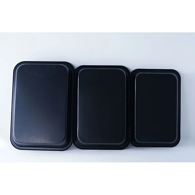 Wholesale black rectangular multiple sizes available carbon steel non stick coating bakeware nonstick pan cake tray baking set