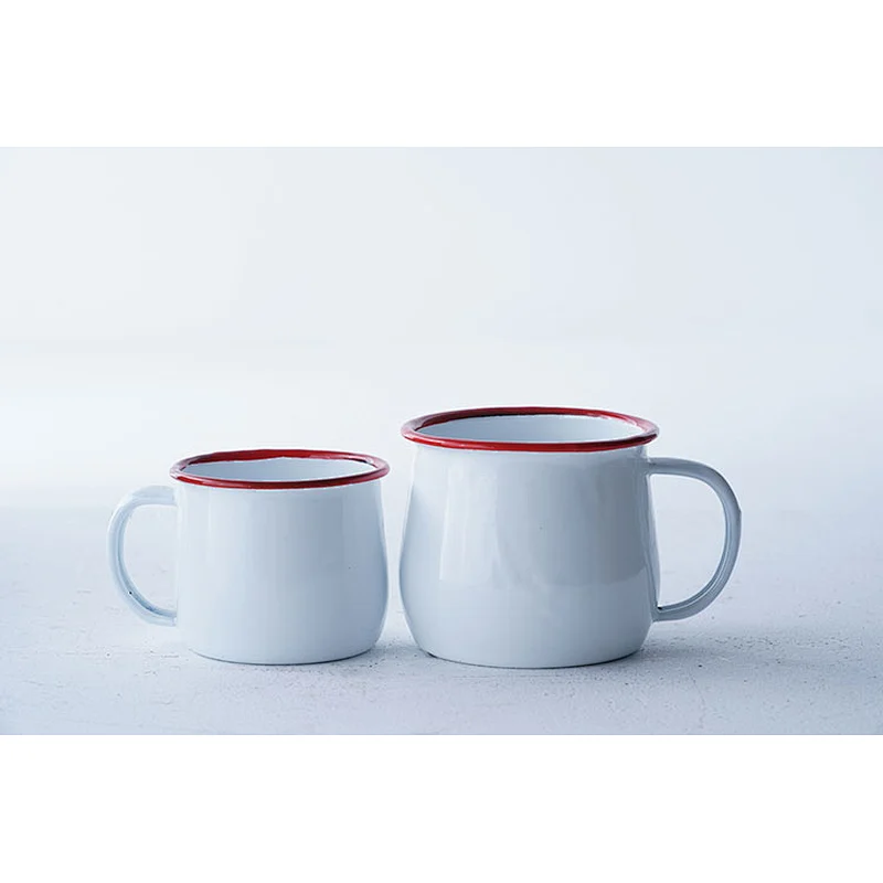 Wholesale personalised colorful frame no lid carbon steel enamel tea coffee milk water cup with handle