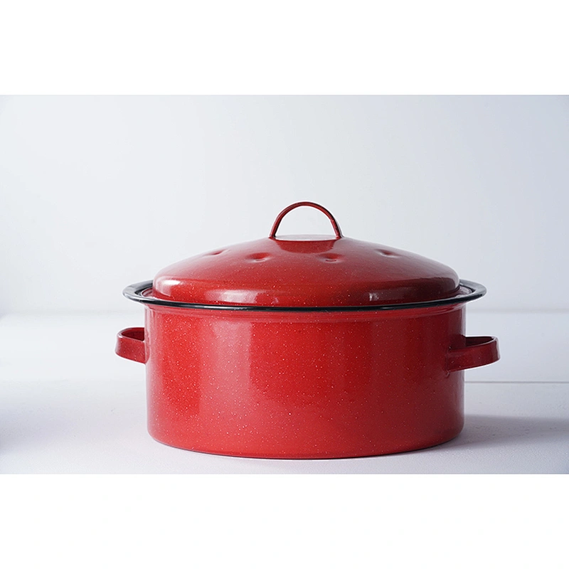 Accept customized design OEM ODM various colors durable enamel carbon steel cookware self basting roaster pot for cooking