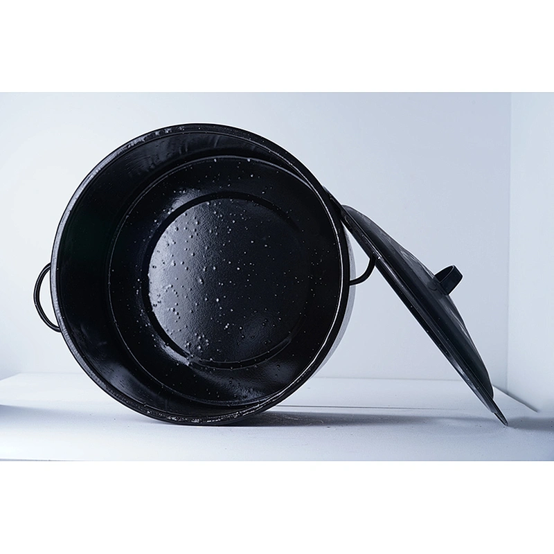 Wholesale amazon hot sale classic big capacity black round carbon steel enamel cookware cooking pot for restaurant