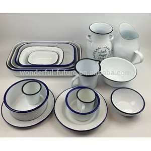 Enamel square tray,Carbon steel enamel dishes, enameled plates, enameled cookware,enamel tablewares,3PC enamel plates,