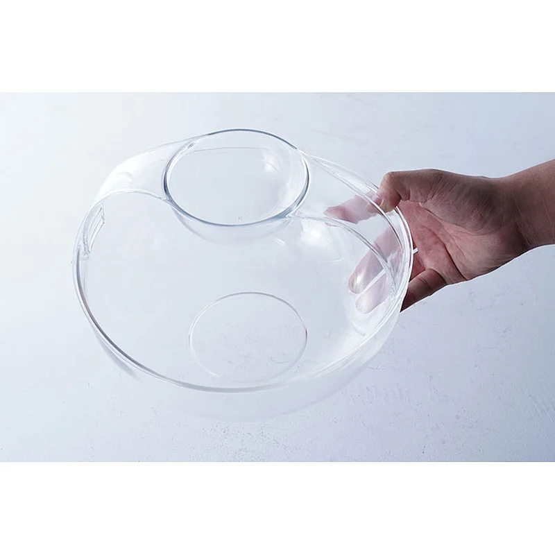 Hot sale universal transparent big capacity multifunction fruit salad 2 in 1 chip and dip serving bowl