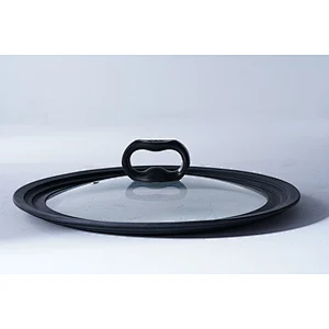 Professional cookware supplier black round two side handles big cast iron preseasoned fry pan non stick with glass lid