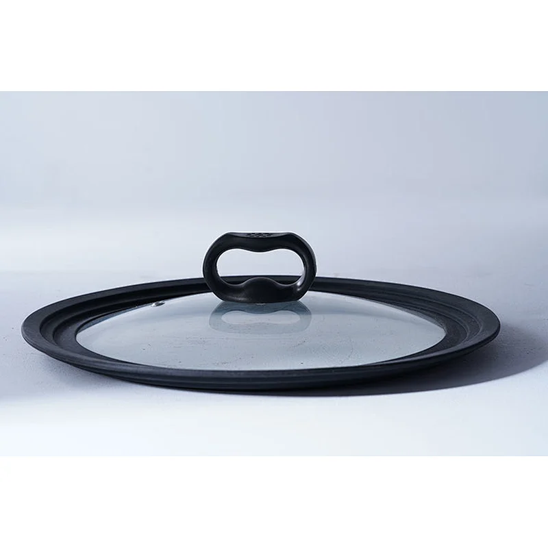 Professional cookware supplier black round two side handles big cast iron preseasoned fry pan non stick with glass lid