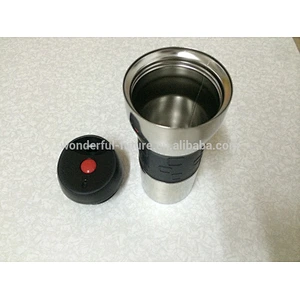 Thermo-Trink becher Edelstahl, Stainless steel cup, auto cup, with silicone anti scald cup