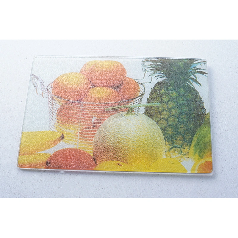 Wholesale OEM ODM custom fruit printed design household durable cutting board tempered glass chopping board