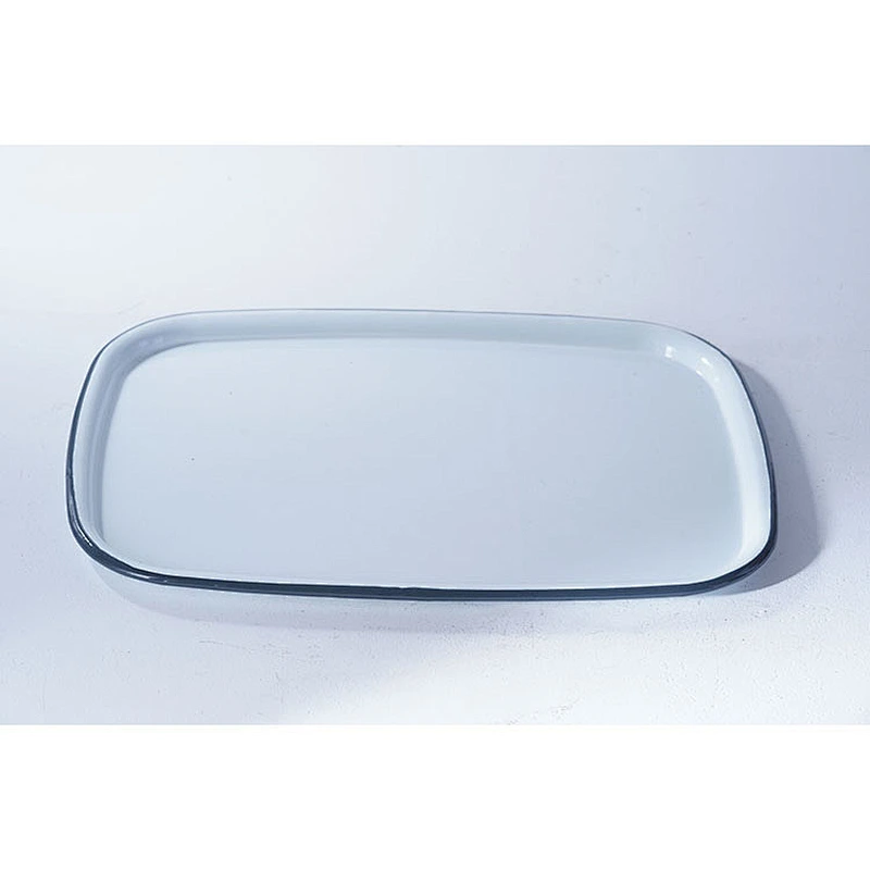 Wholesale cheap price durable big rectangular flat bottom white carbon steel enameled metal serving tray dishes plates