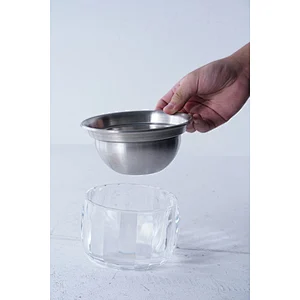 Professional tableware supplier cheap price durable stainless steel plastic small double layer ice chiller dip bowl set