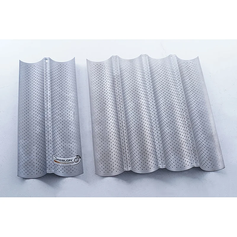 Hot sale two three four slots wave pattern perforated carbon steel non stick coating French baguette bread oven baking tray
