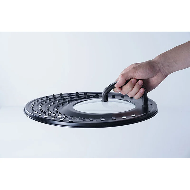 Wholesale accept custom logo professional universal cookware black grey single glass aluminium pot lid for cooking