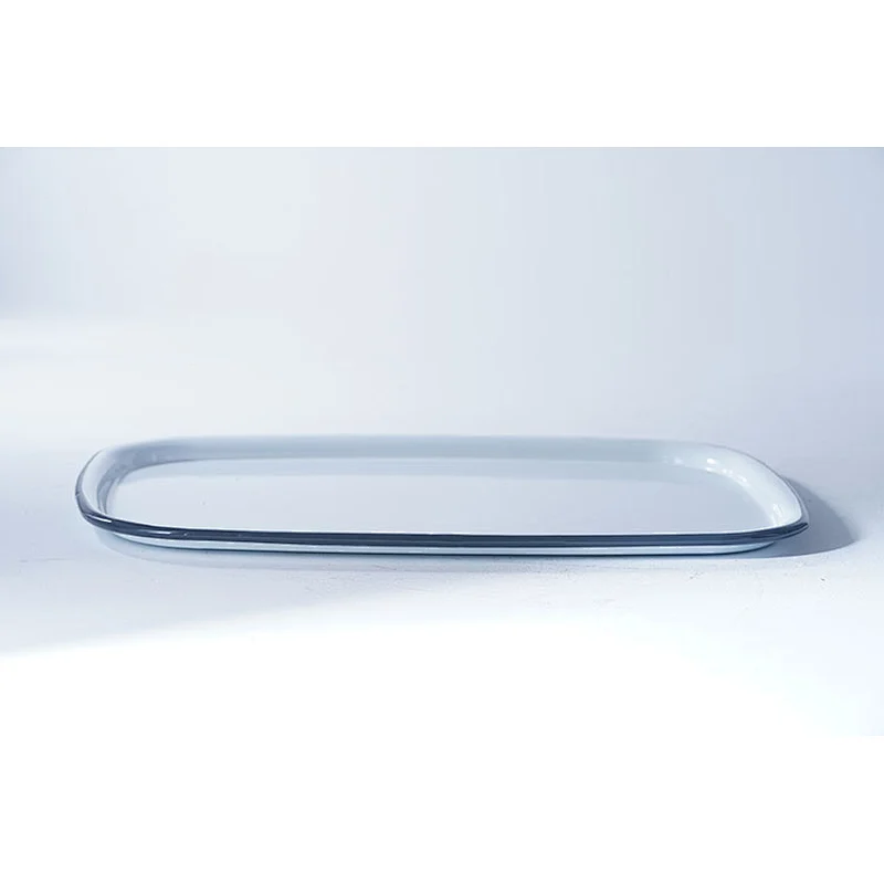 Wholesale cheap price durable big rectangular flat bottom white carbon steel enameled metal serving tray dishes plates