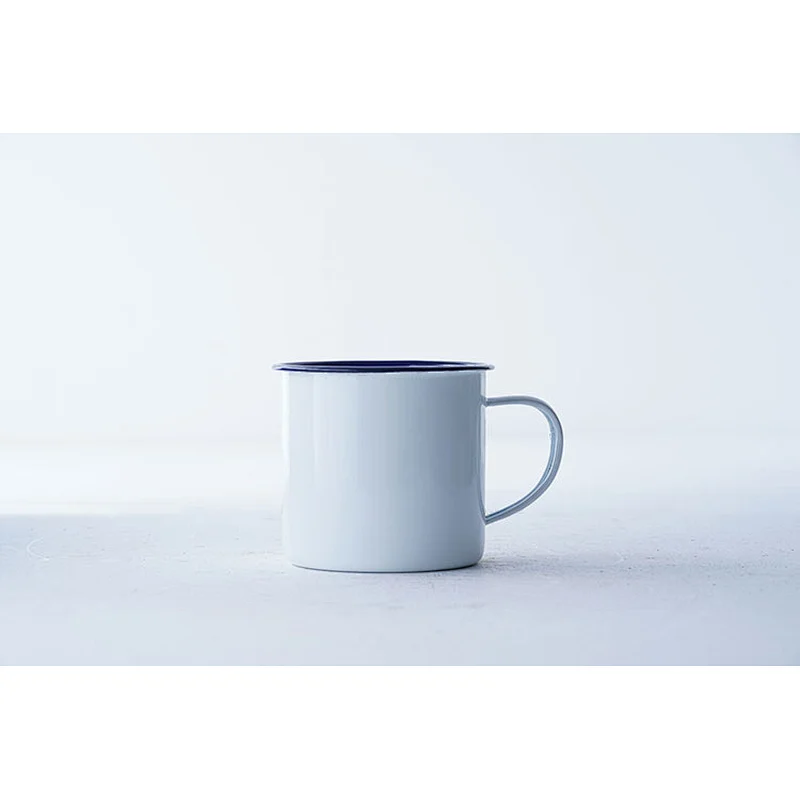 Professional kitchenware supplier accept custom logo white no lid metal carbon steel enamel-coated round cup set
