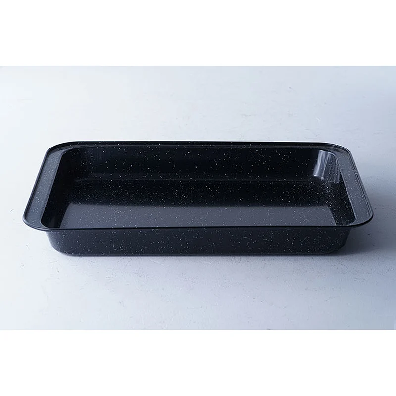 Hot sale good quality black shallow bottom universal carbon steel non-stick bakewares oven safe bake tray