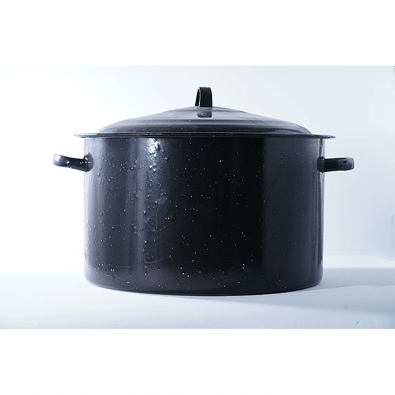 Wholesale amazon hot sale classic big capacity black round carbon steel enamel cookware cooking pot for restaurant