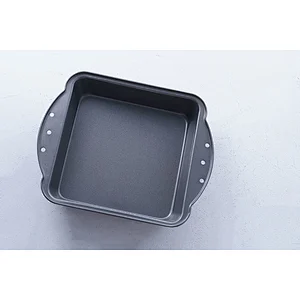 Wholesale grey rectangular carbon steel coating small baking tray rectangle non stick bakeware with two side handles