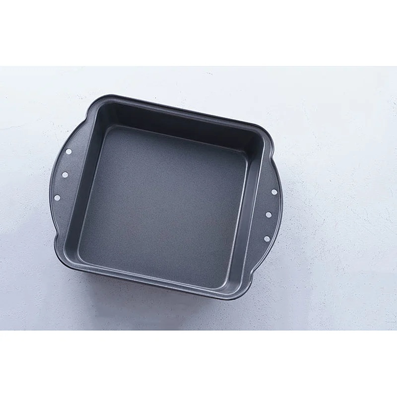 Wholesale grey rectangular carbon steel coating small baking tray rectangle non stick bakeware with two side handles