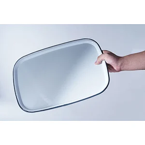 Wholesale cheap price durable big rectangular flat bottom white carbon steel enameled metal serving tray dishes plates