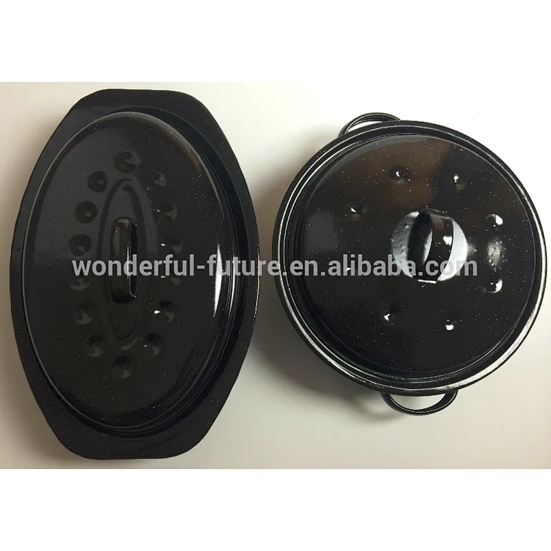 Enamel Coated pot,Enamel roasting Pan ,Enamel Round Roaster , round self basting roaster,Roast chicken machine,