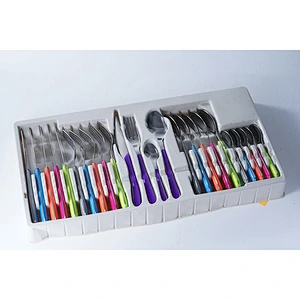 2020 hot sale household decoration dinnerware stainless steel colorful luxury 24pcs cutlery set with package case