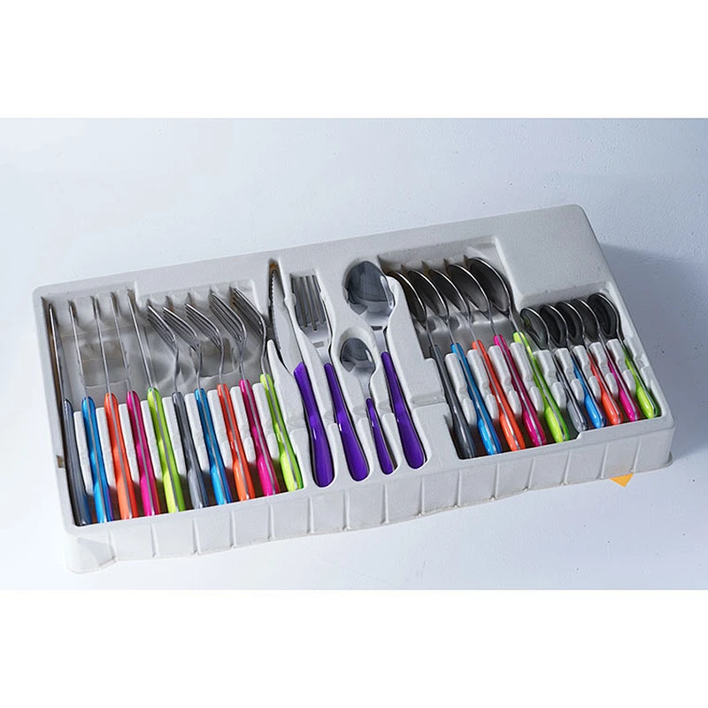 2020 hot sale household decoration dinnerware stainless steel colorful luxury 24pcs cutlery set with package case