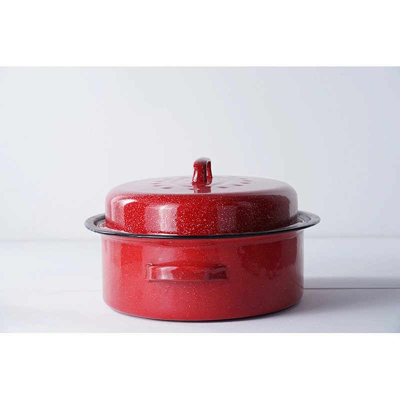 Wholesale OEM ODM professional colorful cookware carbon steel enamel self basting roaster cooking pots