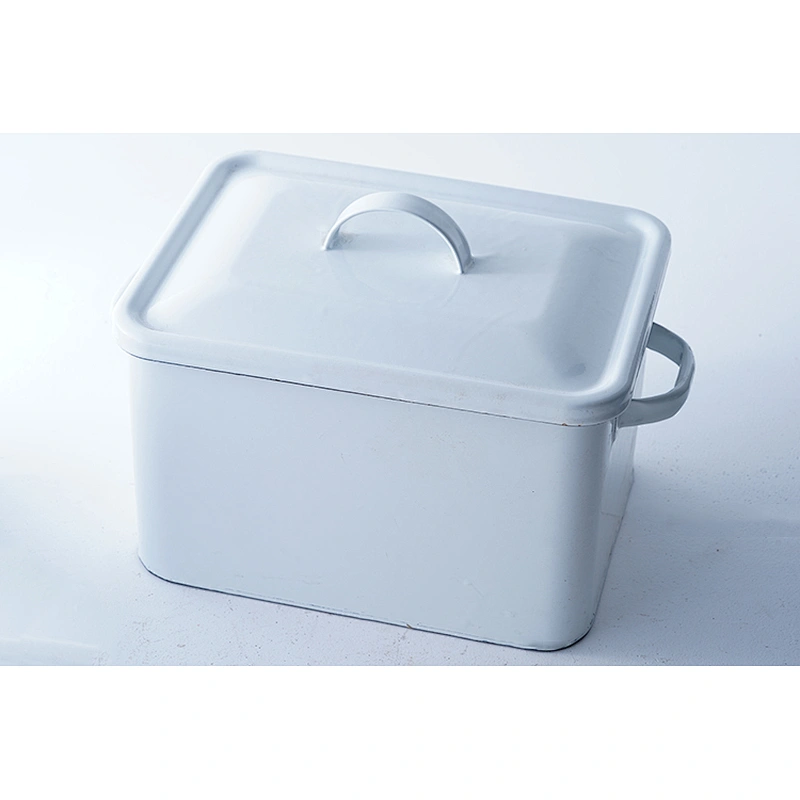 Hot sale OEM ODM multifunctional white rectangle large capacity carbon steel enamel water kettle with one side handle