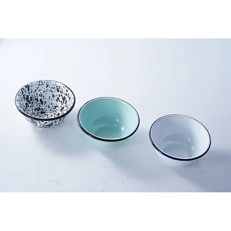 Wholesale classic household customized colorful design carbon steel enamel round storage soup bowl set