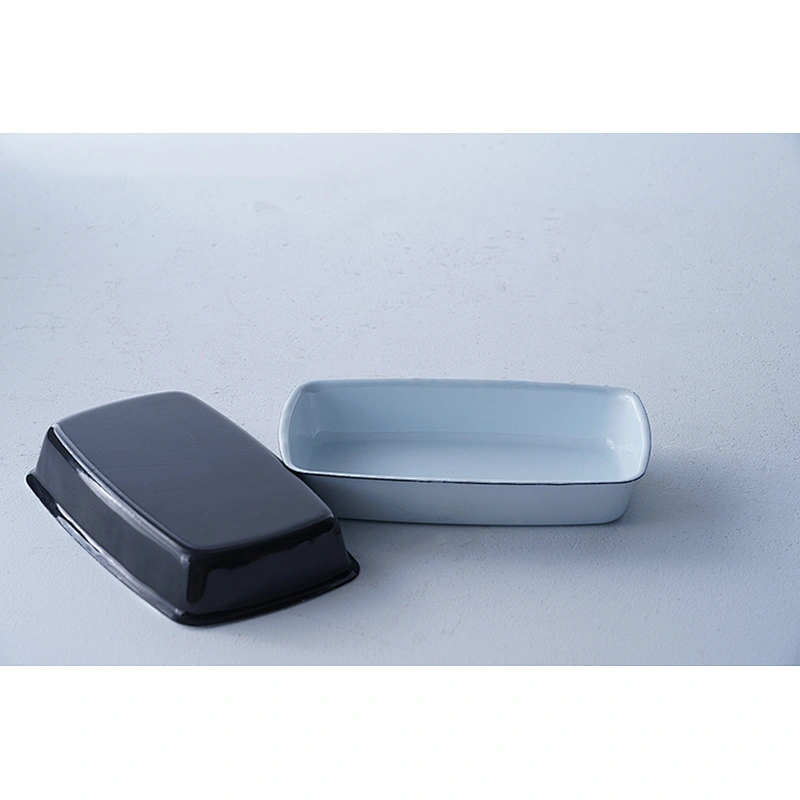 Hot sale concise classic rectangular white black bathroom carbon steel enamel soap holder soap box soap dish