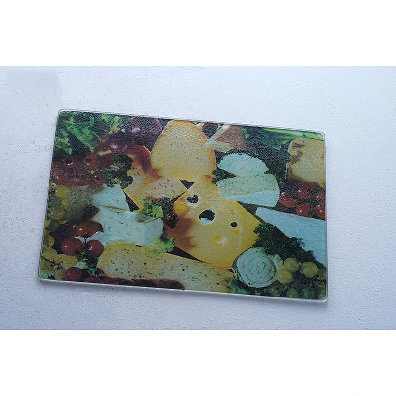 Hot sale OEM kitchen tools rectangular food printed glass cutting board custom kitchen chopping blocks board