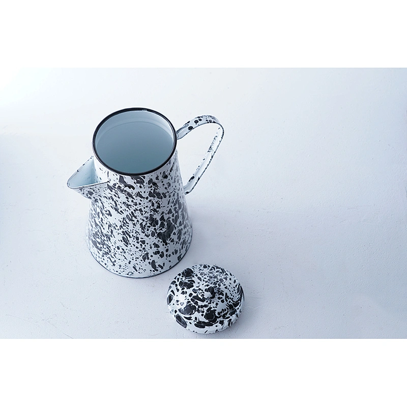 Hot sale multiple sizes available custom color pattern carbon steel enamel coffee tea water kettle set with lids and handles