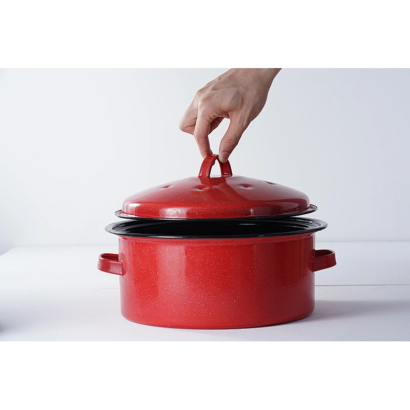 Accept customized design OEM ODM various colors durable enamel carbon steel cookware self basting roaster pot for cooking