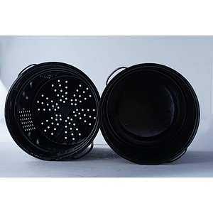 Durable OEM ODM custom design black carbon steel enamel coated pots with steaming rack