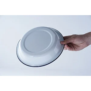 Hot sale quality assurance minimalist white round household carbon steel enamel metal serving plates dishes