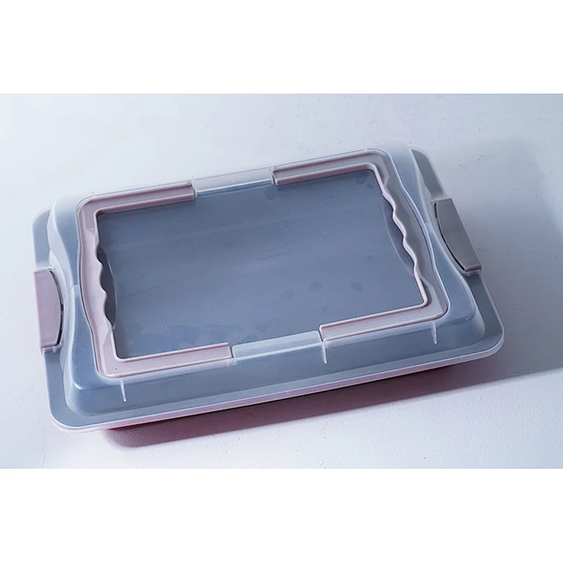 Professional bakeware wholesale red rectangular carbon steel non stick coating oven baking trays with lid