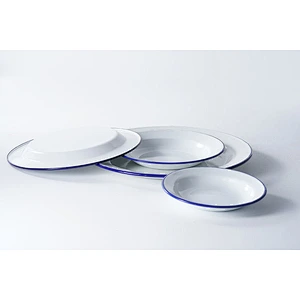 Wholesale durable household dinnerware white round multiple sizes available carbon steel enamel plates dishes set