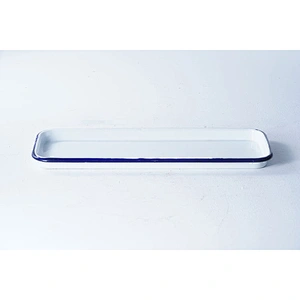 Wholesale high temperature big capacity white rectangular carbon steel enamel camping tray dishes plates
